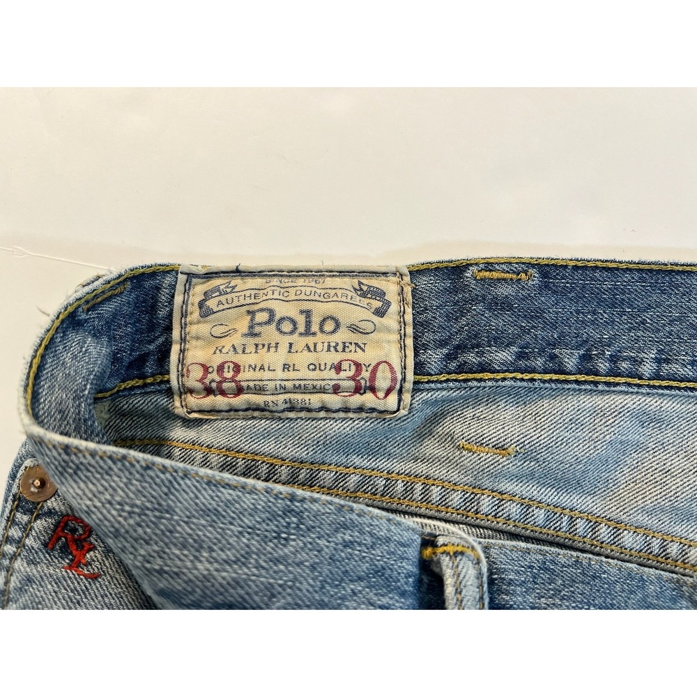 Polo Ralph Lauren Dungaree Jeans Mens 38x30 Blue Straight Leg Americana Heritage - Picture 8 of 8
